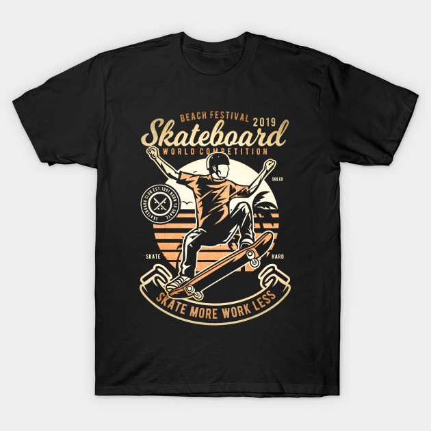 Skateboard Beach T-Shirt by Tempe Gaul